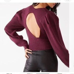 Free People Burgundy V-Neck Sweater